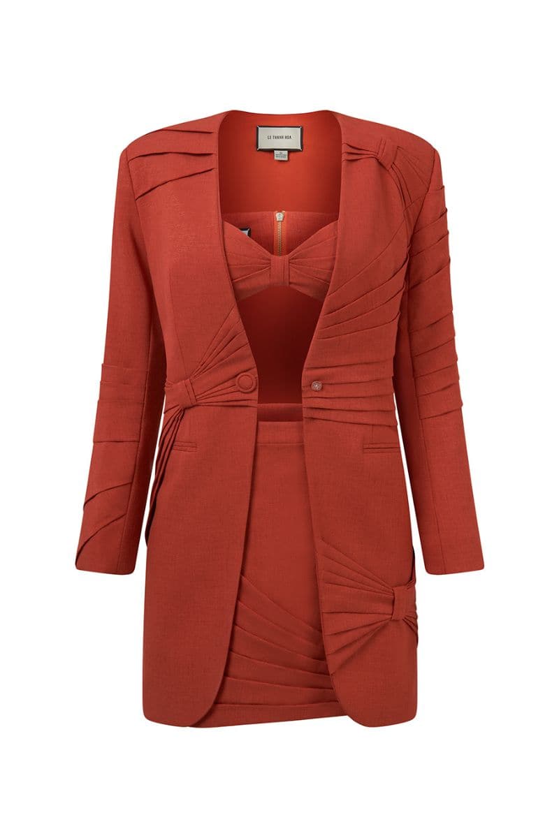 SARAH DARK ORANGE SUIT SET