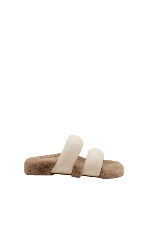 SILVERLAKE VANILLA FAUX-FUR SANDALS