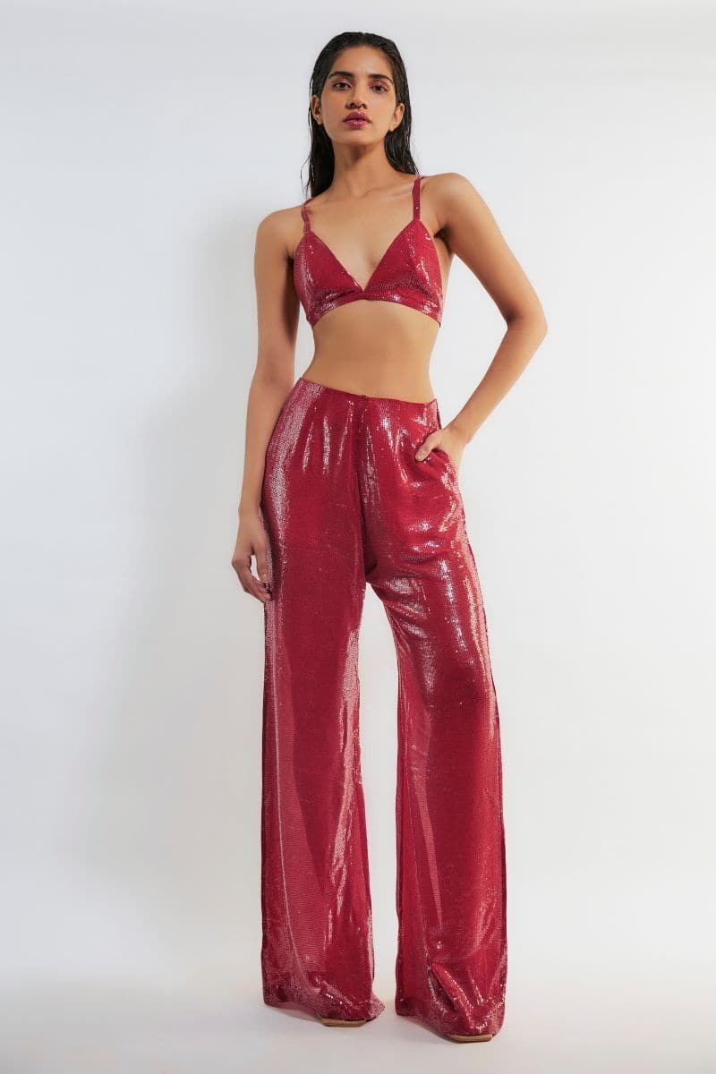 TRACY RED SEQUIN CO-ORD SET