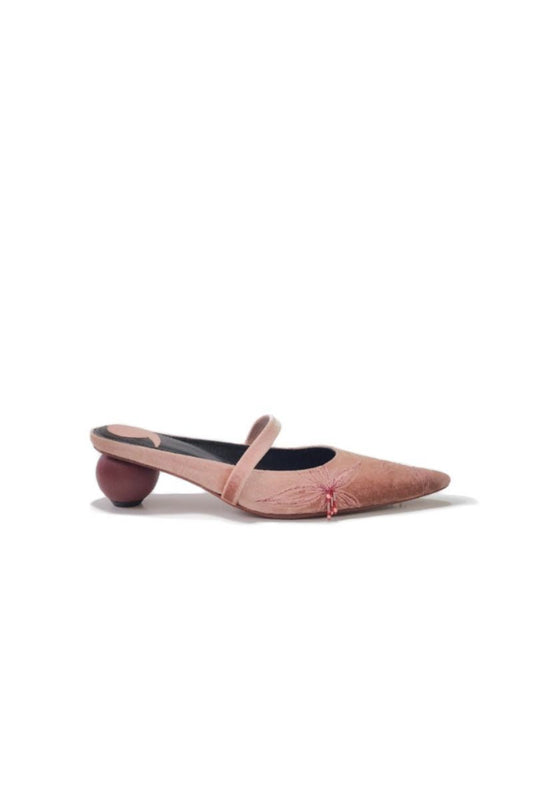 SARAI DUSTY PINK VELOUR MULES