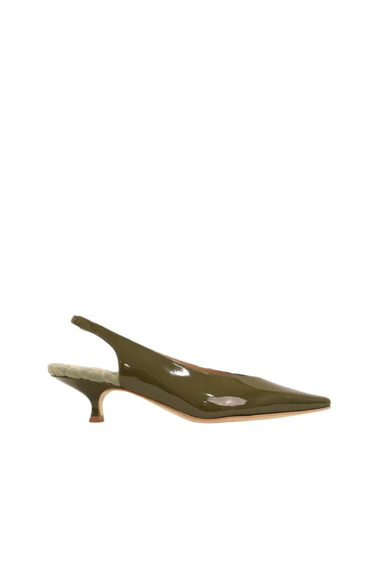 SILVANA GREEN PATENT-EFFECT SLINGBCK PUMPS