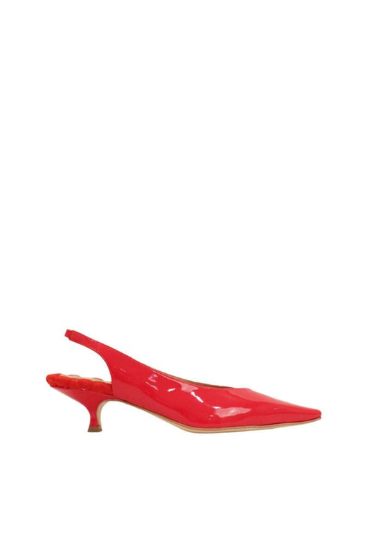 SILVANA RED PATENT-EFFECT SLINGBCK PUMPS