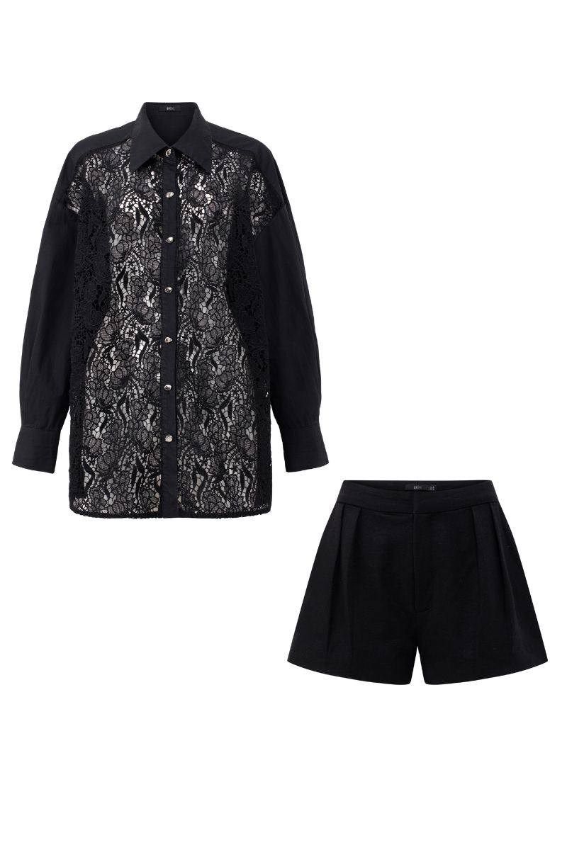 ELOISE LACE MIXED RAW SHIRT SET