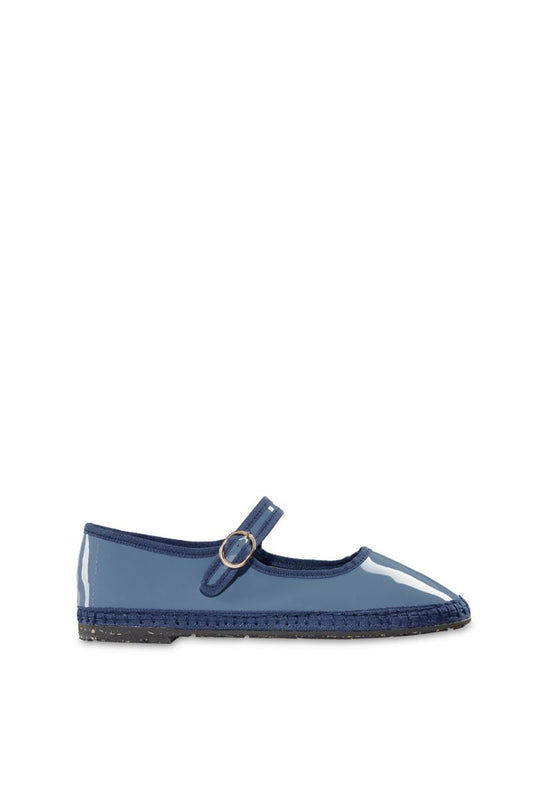 DEAN MARY JANE PATENT LEATHER IN BLUE WITH DARK BLUE PIPING