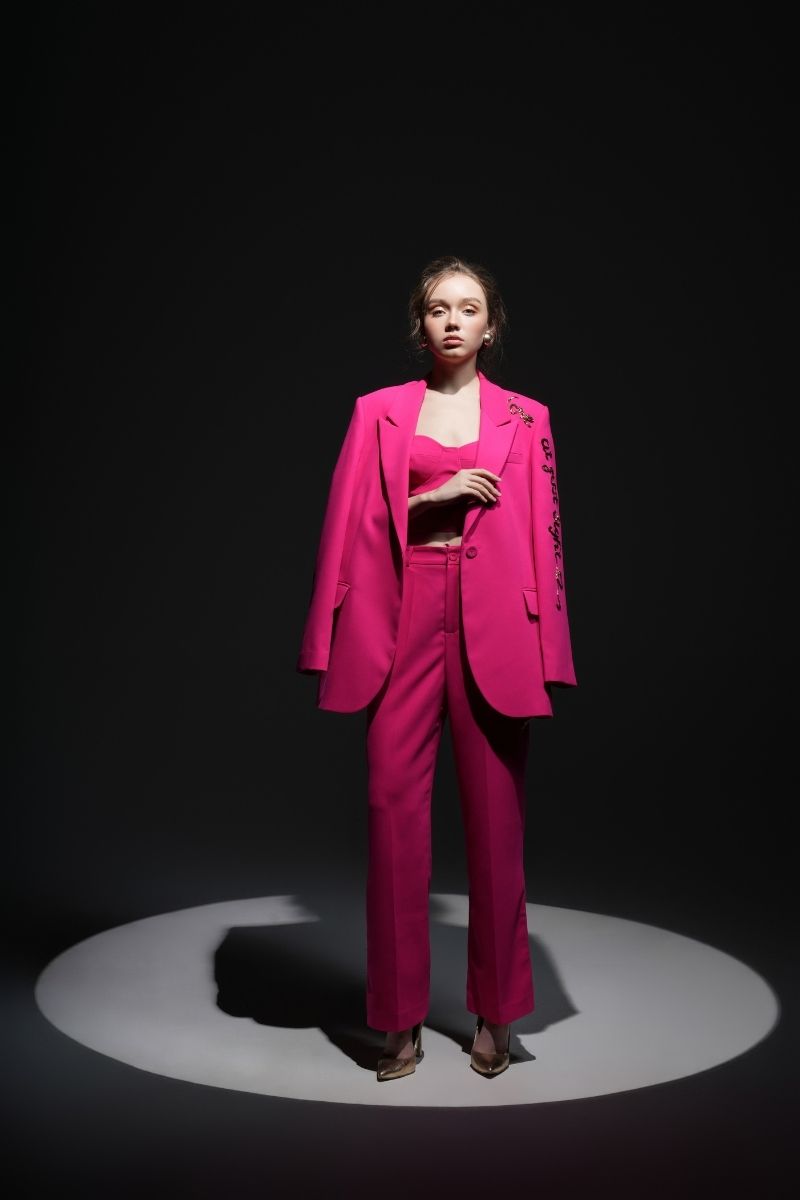 PINK ERICA TEXTURE ATTACHED JACKET SET