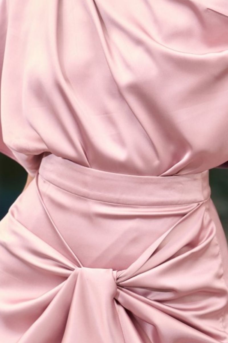 AUBRIE DRAPED ASYMETRICAL TOP AND JESSIE KNOTTED SKIRT SET