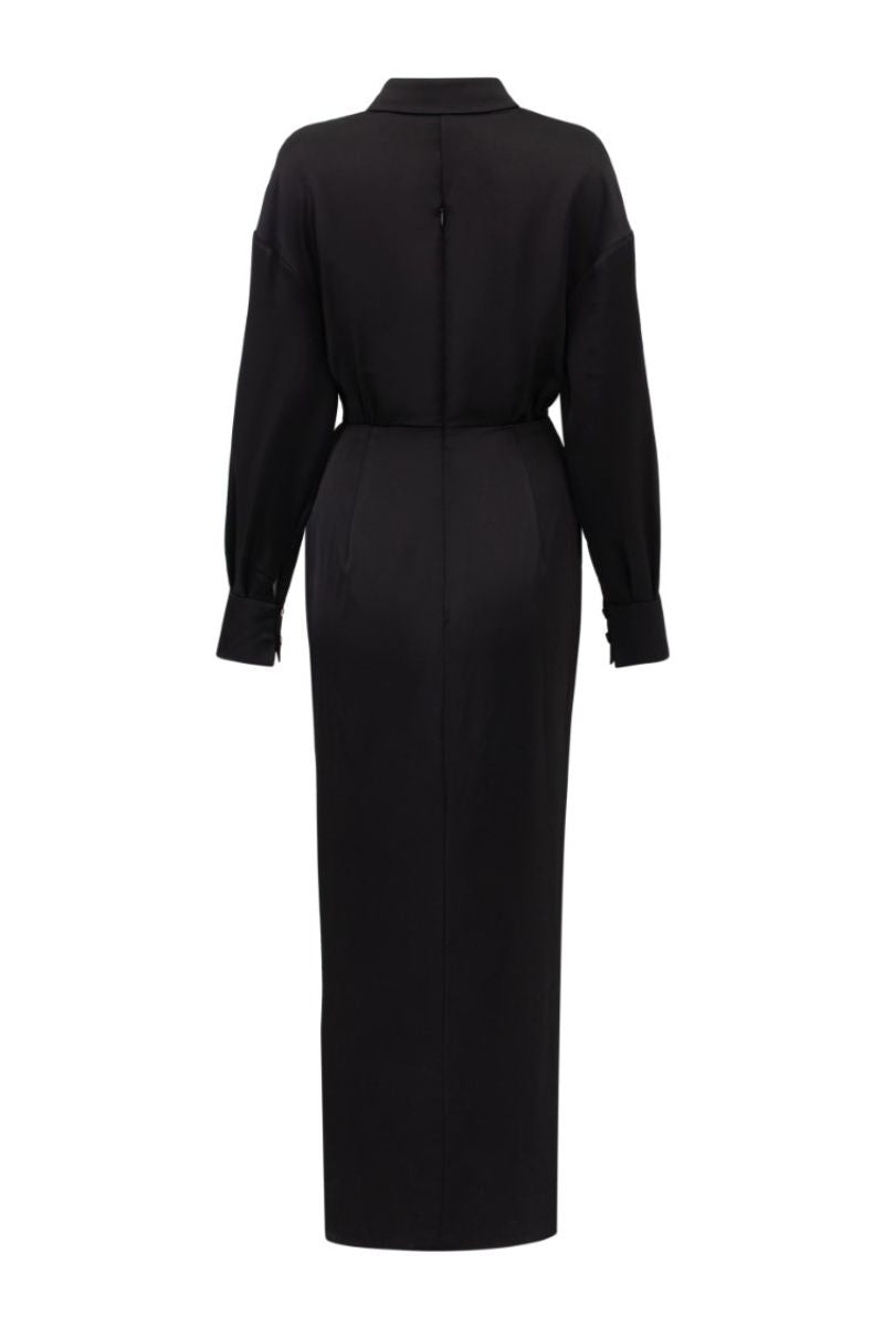 DESI BLACK RAW CRYSTAL SHIRT AND MIDI SKIRT