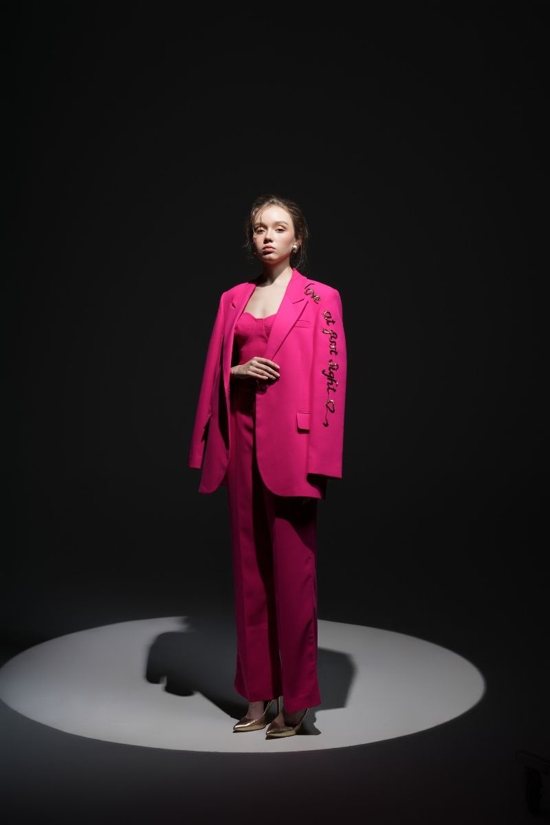 PINK ERICA TEXTURE ATTACHED JACKET SET
