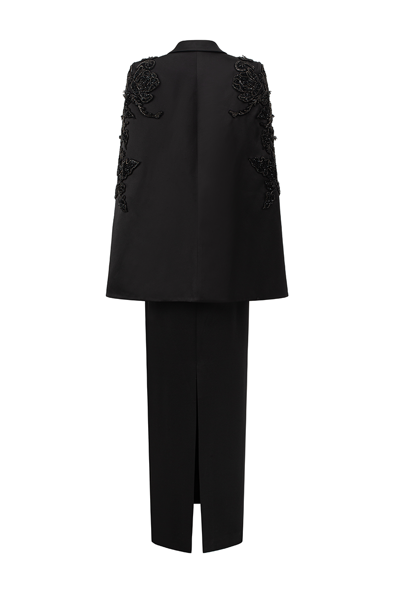PEARL TAFFETA SET IN BLACK