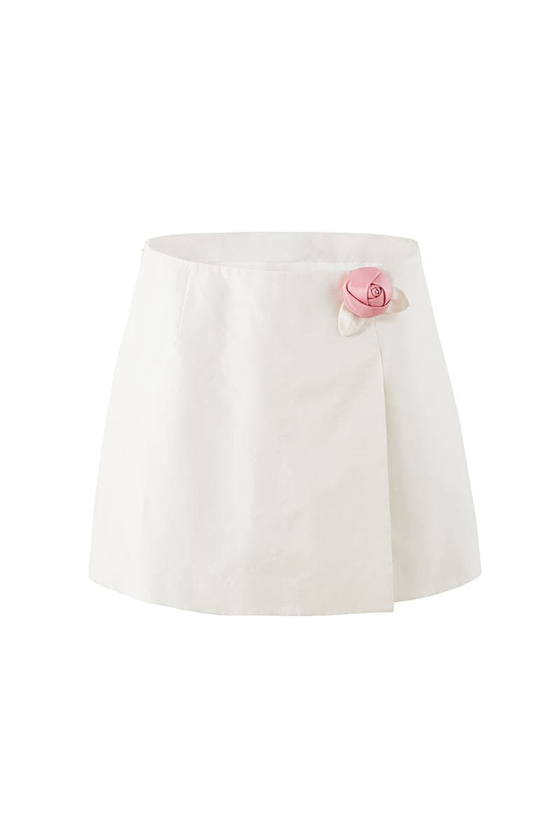 IVORY ROSE APPLIQUÉ TANK TOP AND MINI SKIRT SET