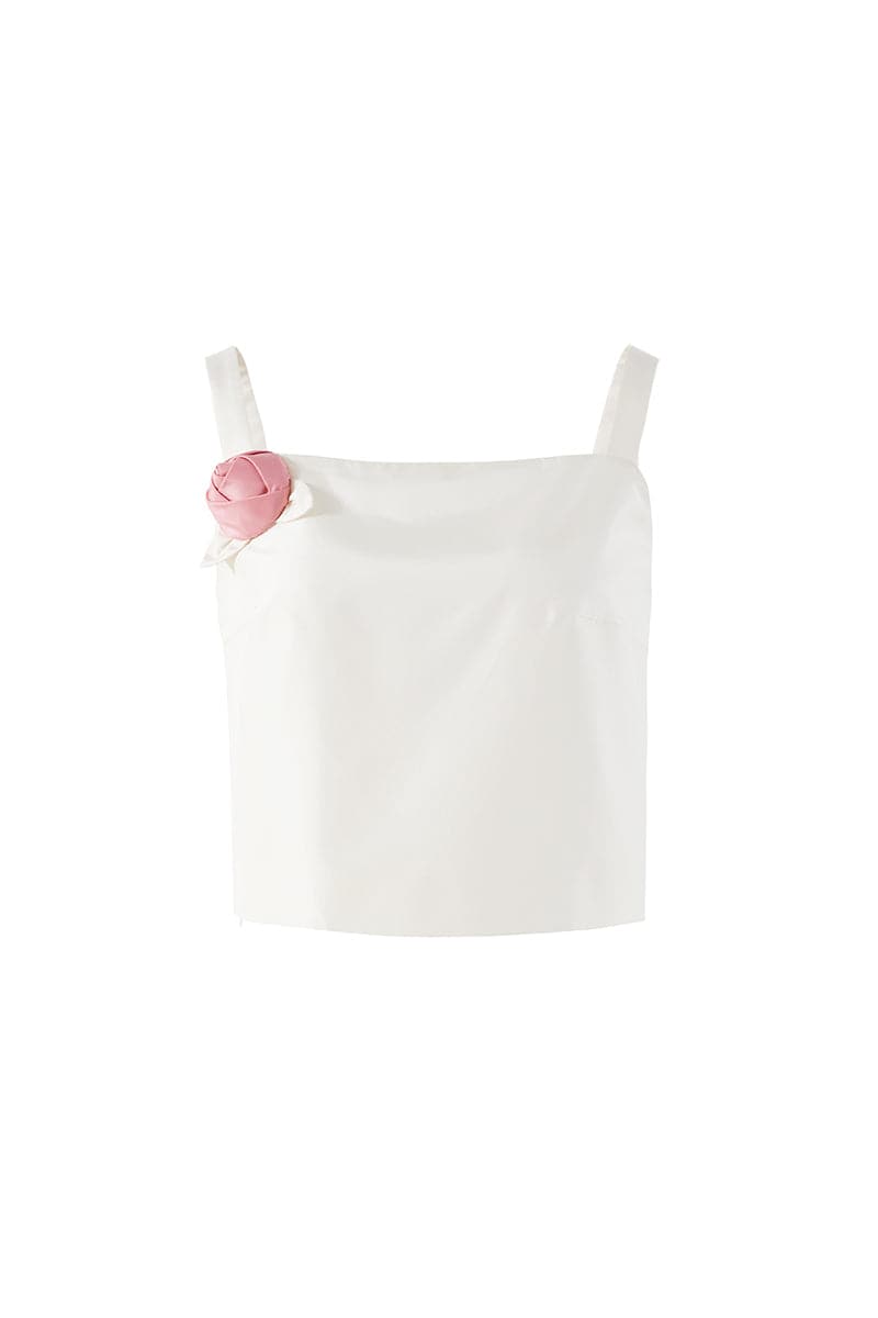 IVORY ROSE APPLIQUÉ TANK TOP AND MINI SKIRT SET