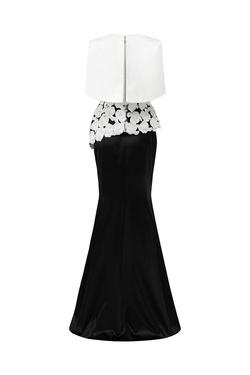PEARL TAFFETA DRESS AND CAPE SET