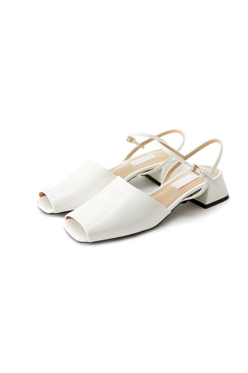 PEEP TOE SLINGBACK HEELS IN IVORY