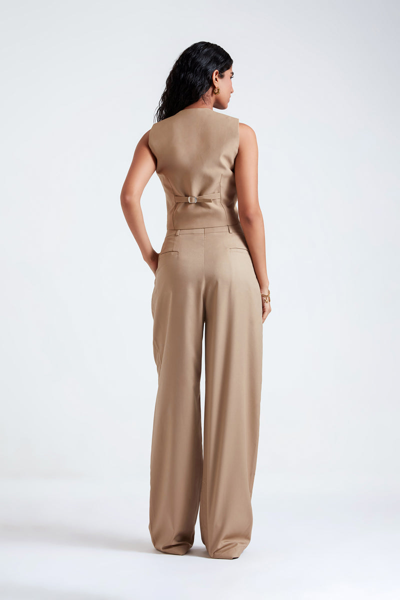 MASHA DESERT TAN THREE-PIECE SUIT SET