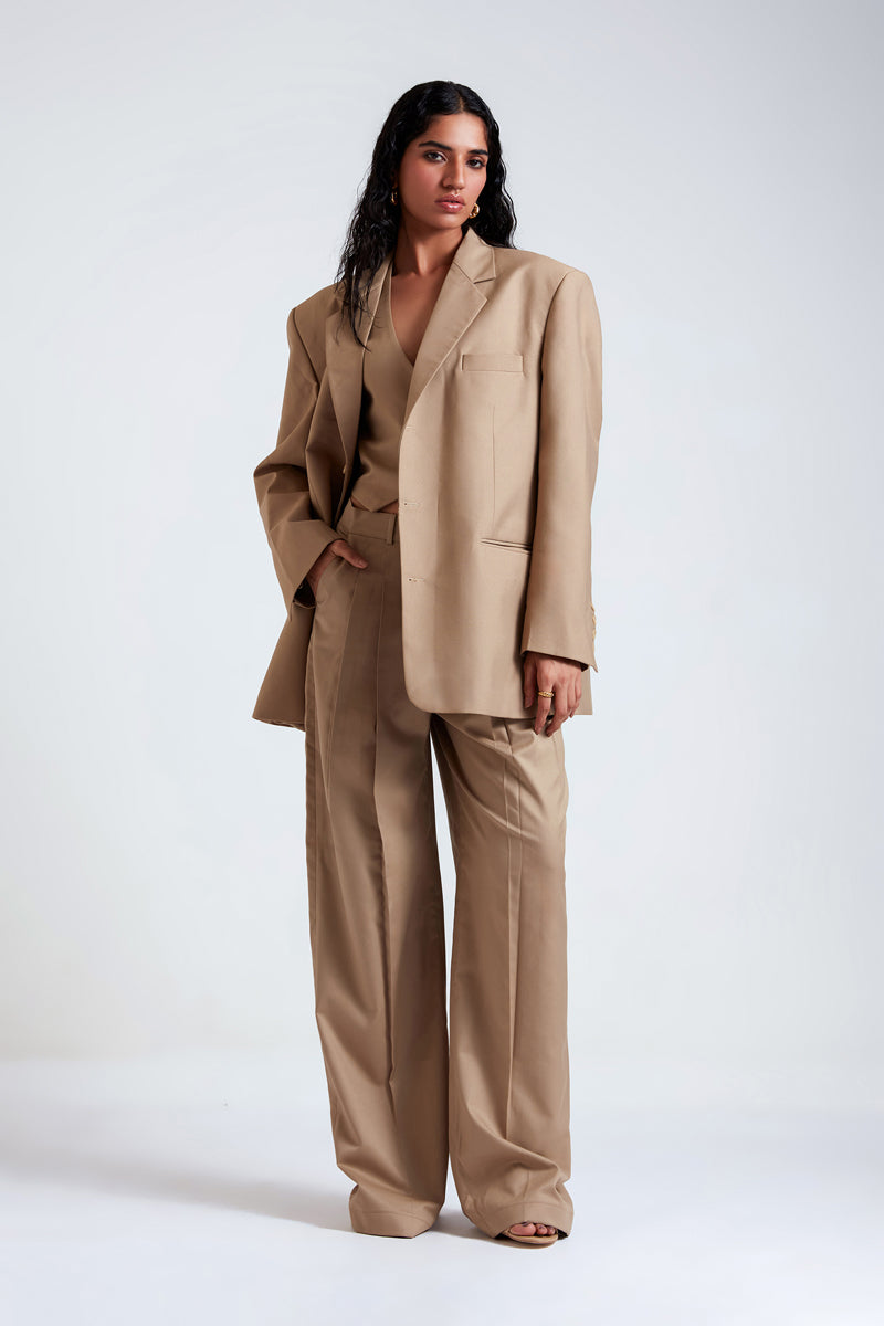 MASHA DESERT TAN THREE-PIECE SUIT SET