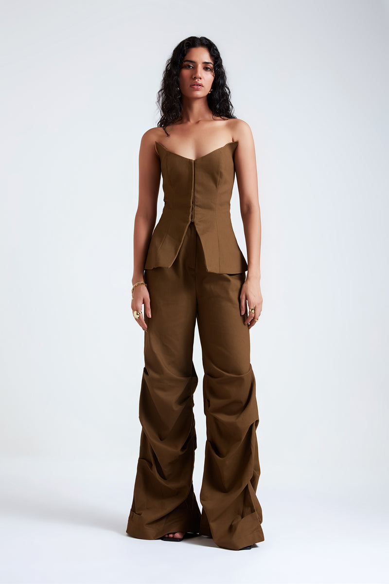 GISELE MILITARY OLIVE TOP AND PANTS SET
