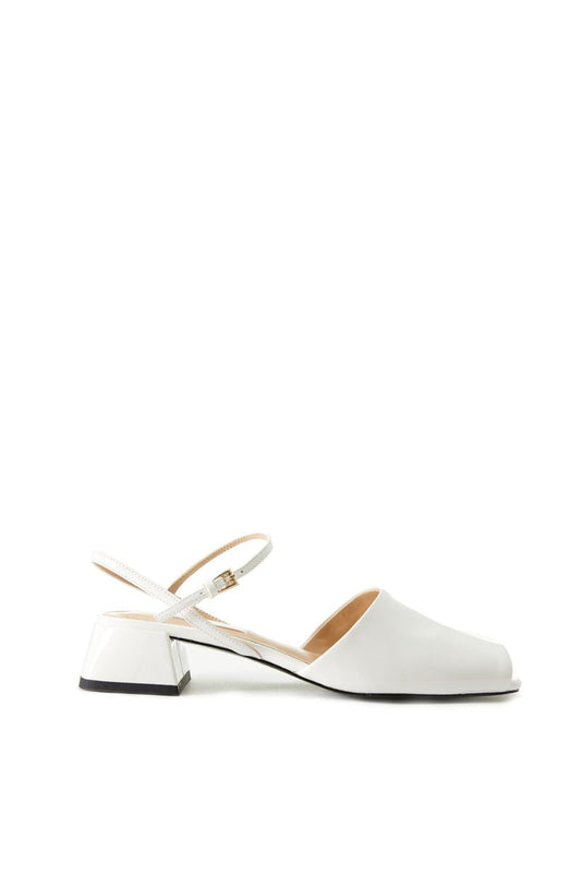 PEEP TOE SLINGBACK HEELS IN IVORY
