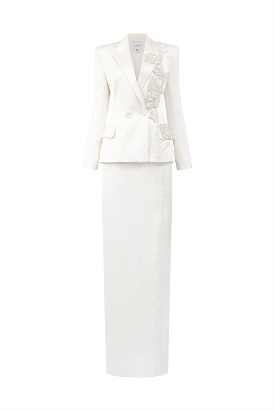 PEARL TAFFETA SET IN WHITE
