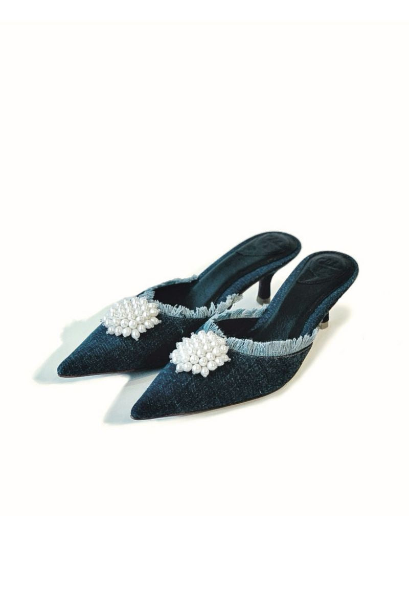 NALA DENIM KITTEN HEELS