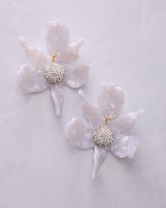 Mother of Pearl - Crystal Lily Earrings - Lele Sadoughi