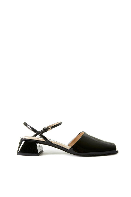 PEEP TOE SLINGBACK HEELS IN BLACK