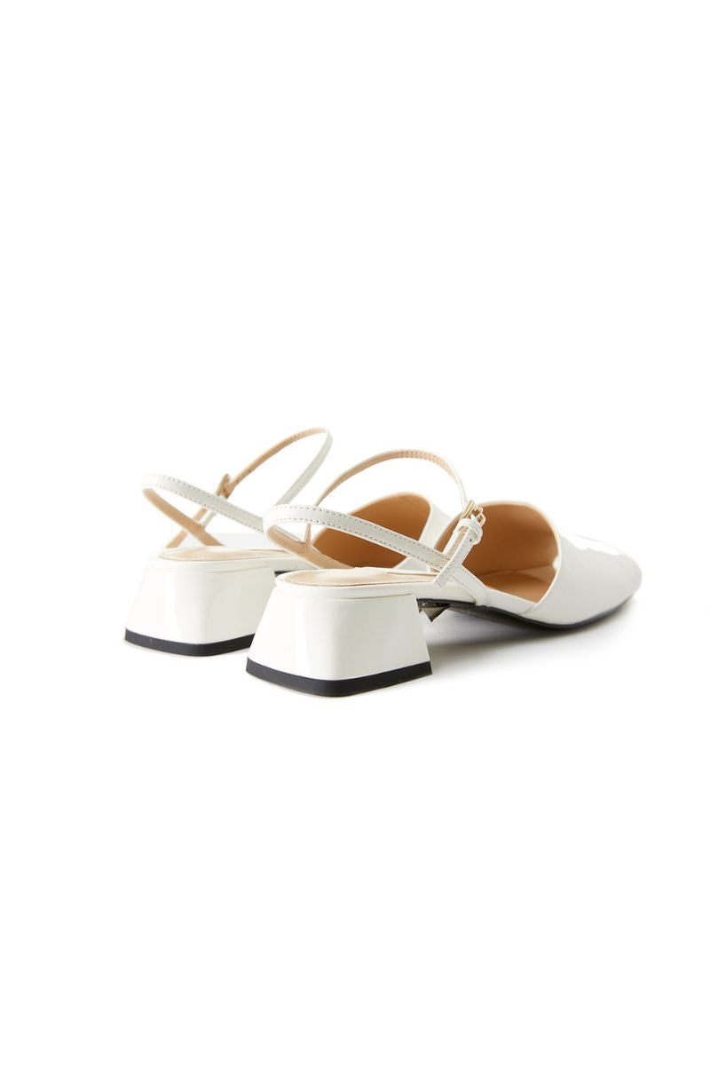 PEEP TOE SLINGBACK HEELS IN IVORY