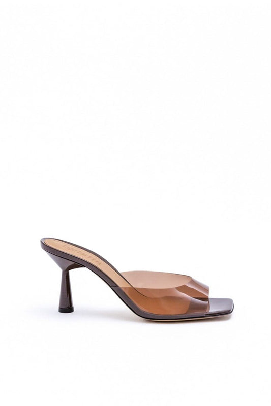 GRETA MULE IN CHOCOLATE BROWN TRANSPARENT