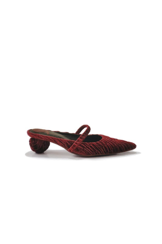 SALMA MAROON VELOUR MULES