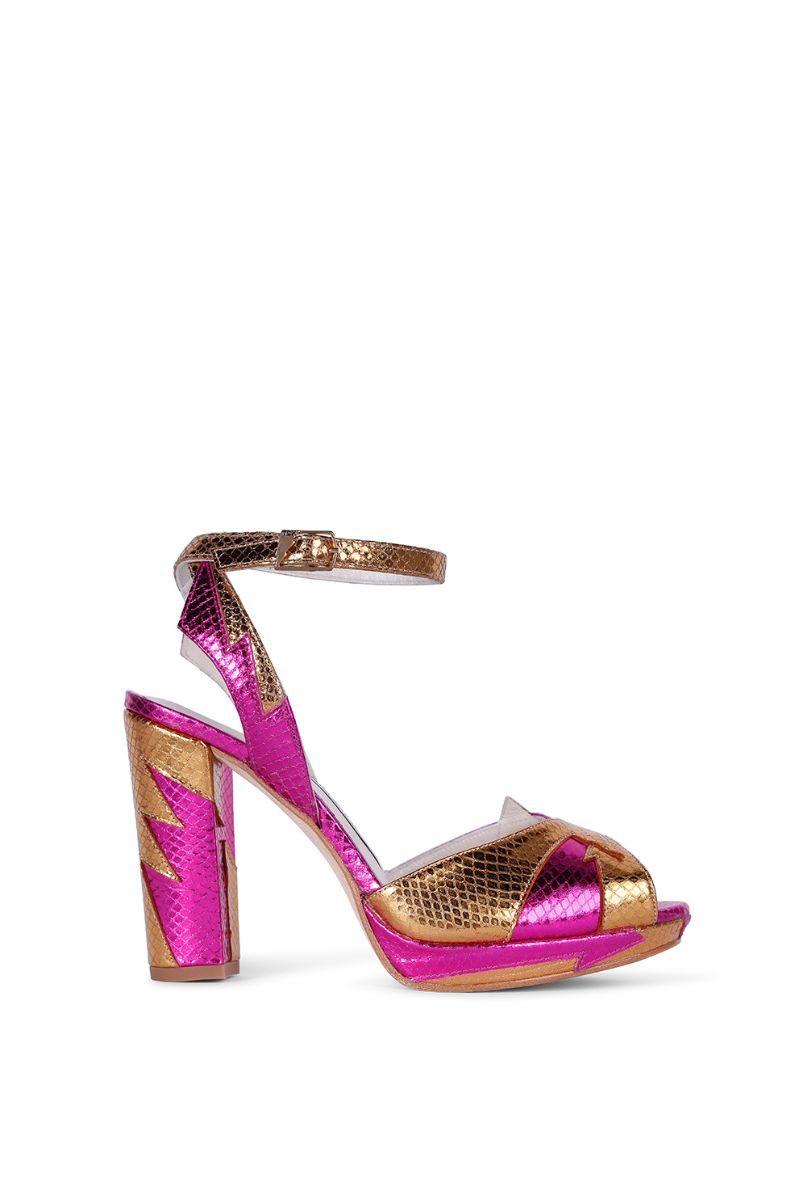 ZIA MID HEELS IN PINK ORANGE