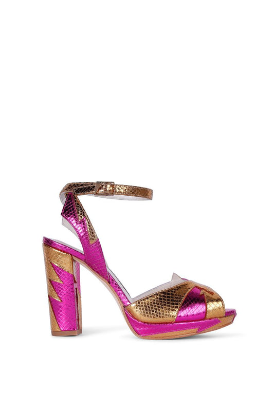 ZIA MID HEELS IN PINK ORANGE