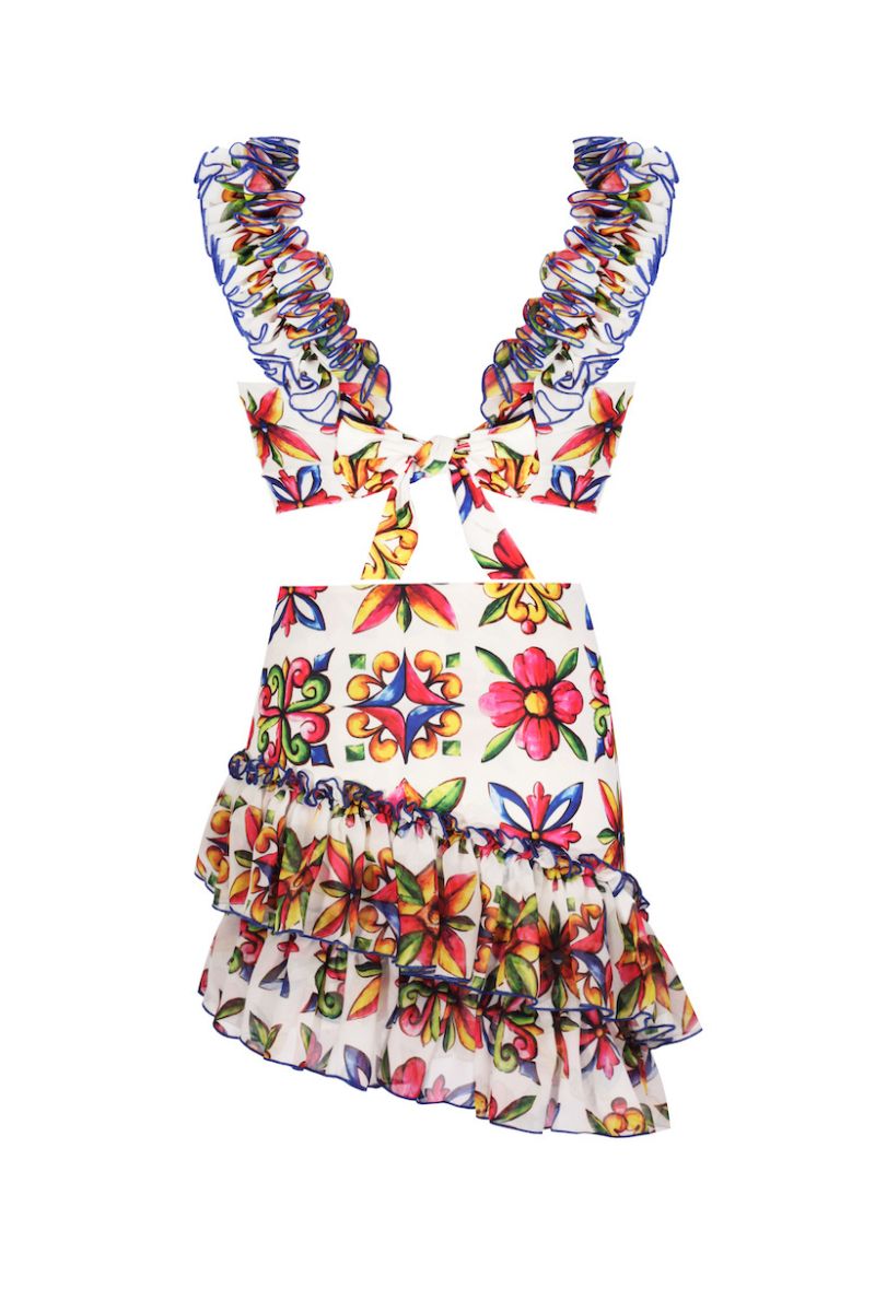 SICILIA LILY AND TIGRA TOP AND SKIRT SET