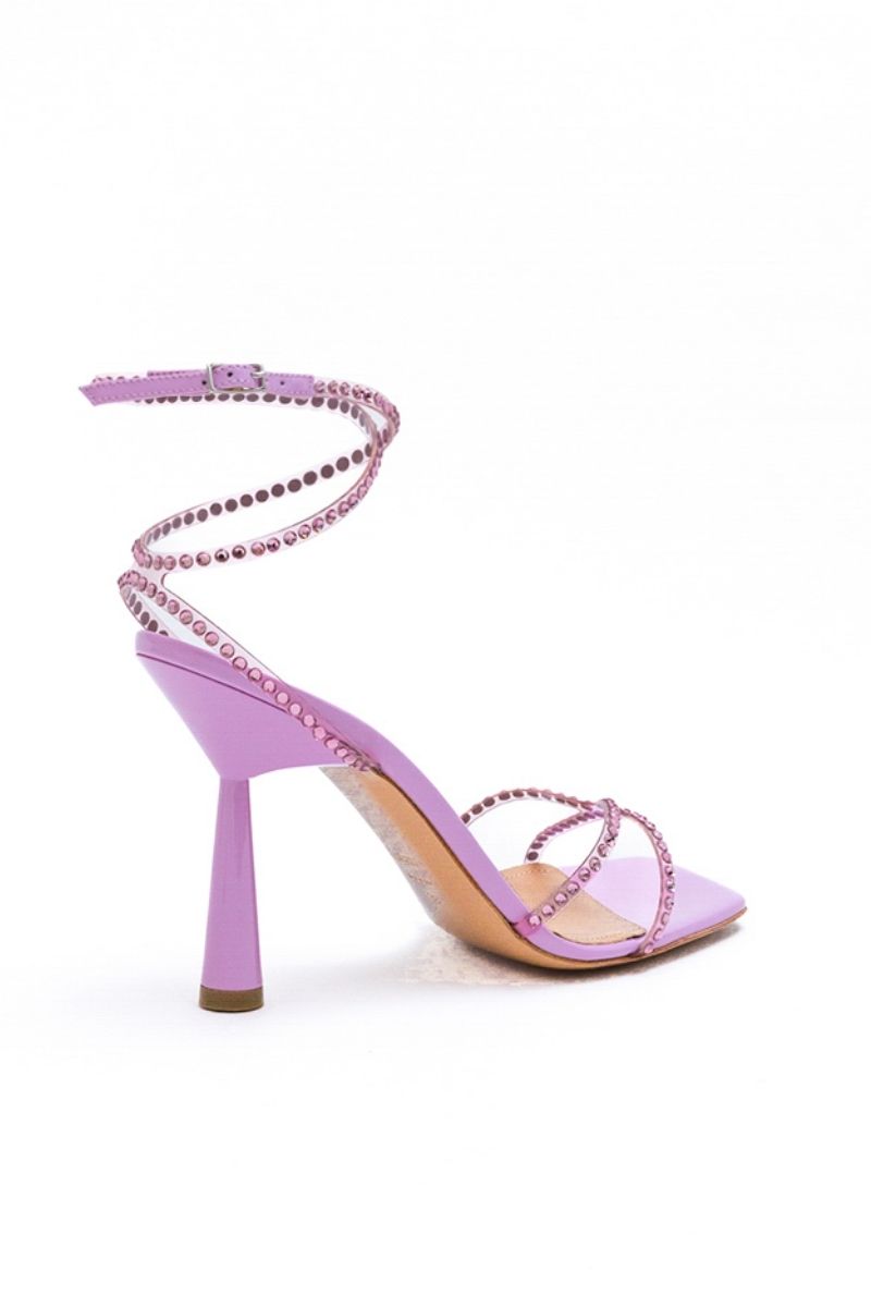 KIM SANDAL IN ROSE PINK CRYSTAL TRANSPARENT