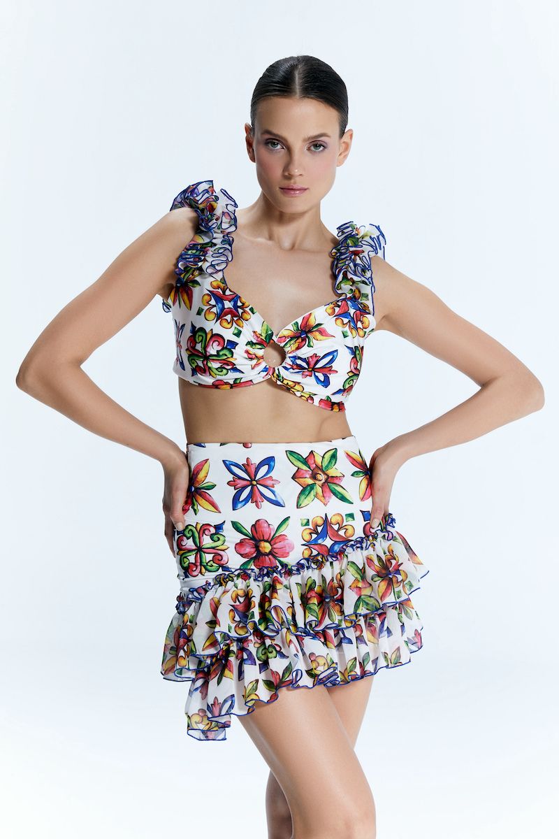 SICILIA LILY AND TIGRA TOP AND SKIRT SET