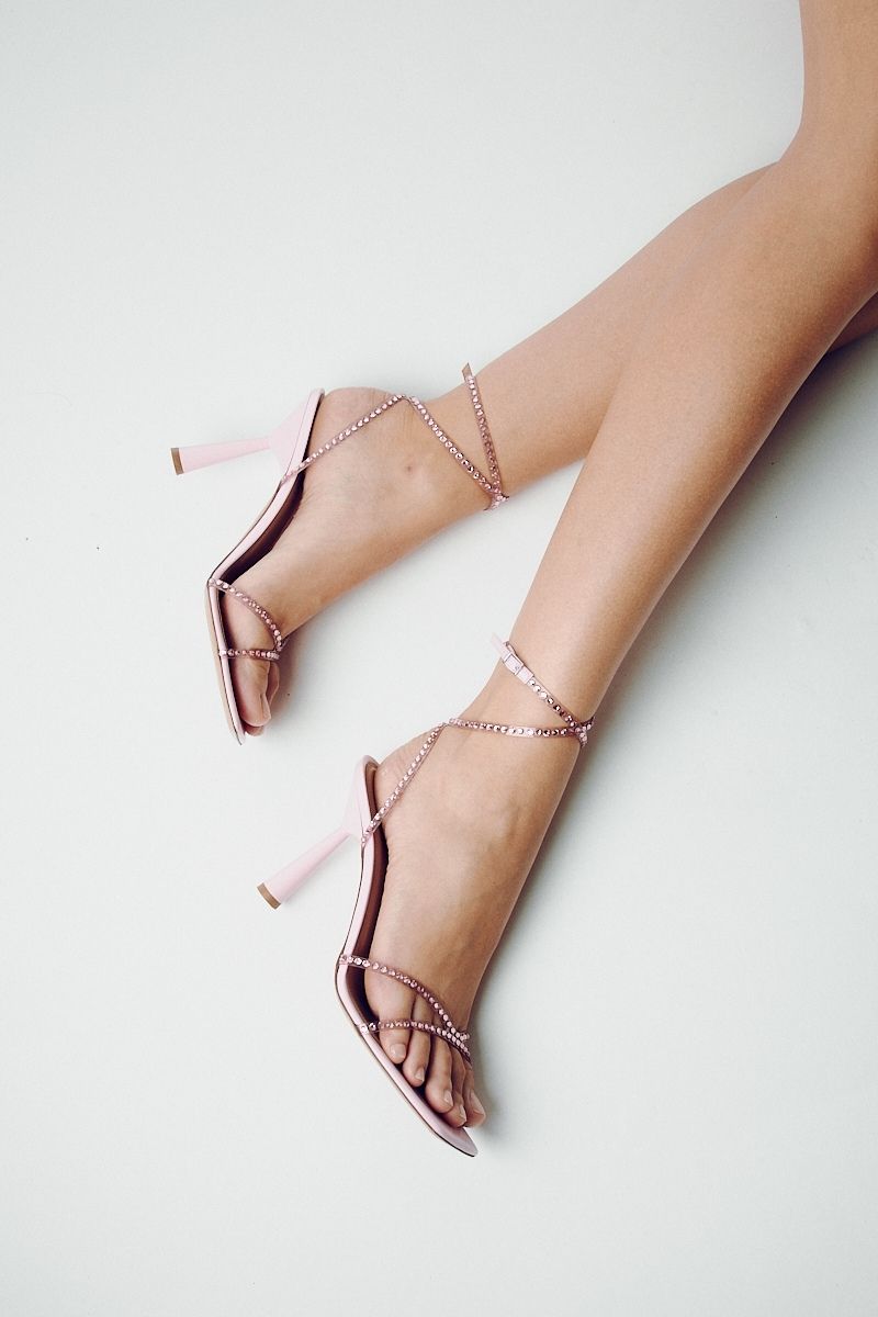 KIM SANDAL IN ROSE PINK CRYSTAL TRANSPARENT