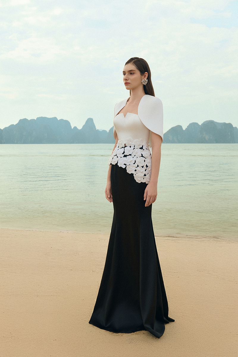 PEARL TAFFETA DRESS AND CAPE SET