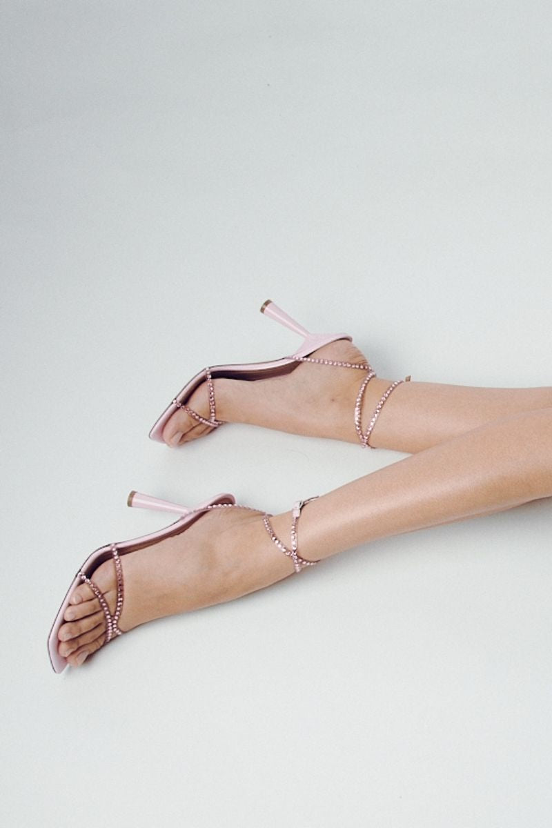 KIM SANDAL IN ROSE PINK CRYSTAL TRANSPARENT