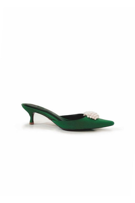 NALA FOREST GREEN KITTEN HEELS