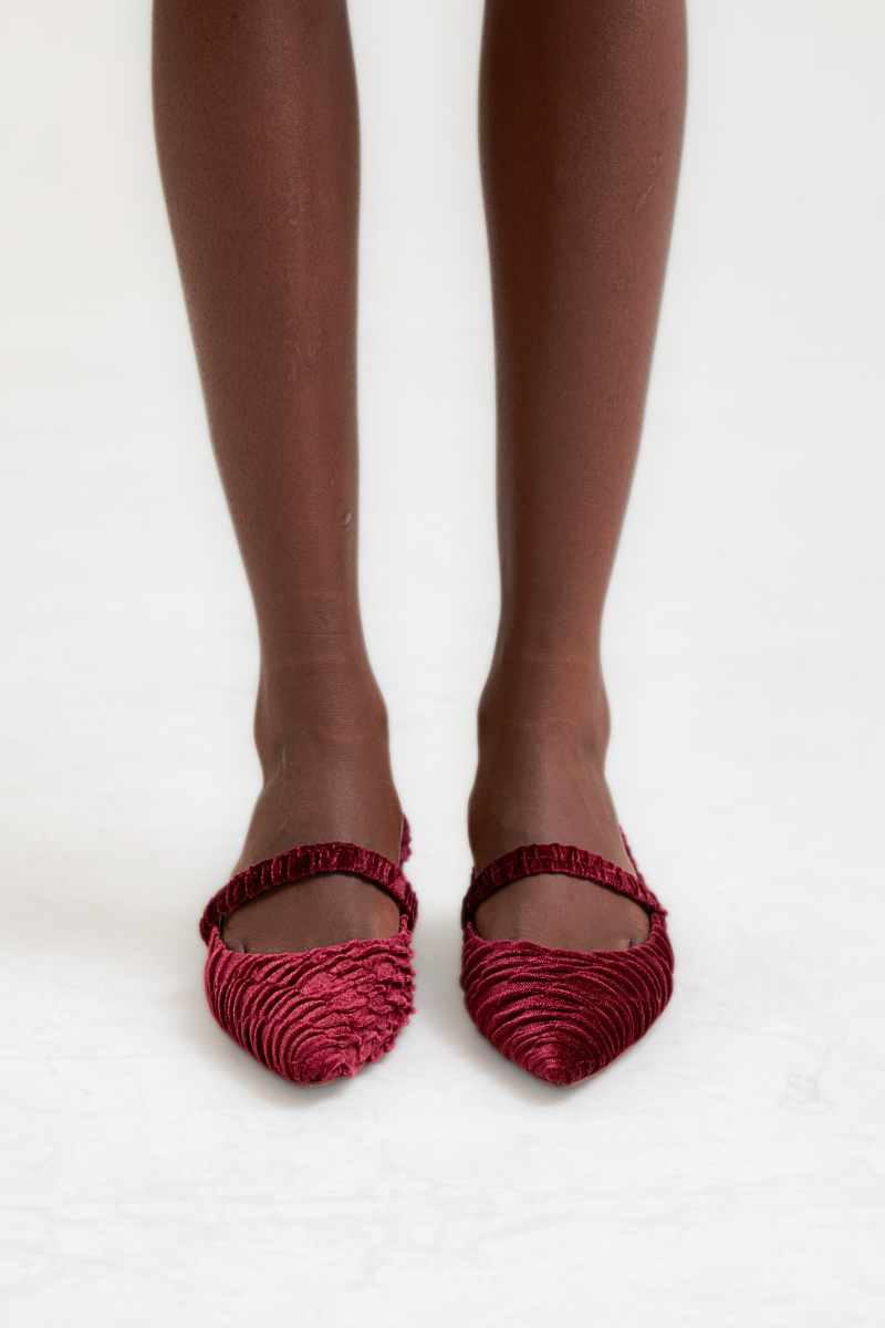 SALMA MAROON VELOUR MULES