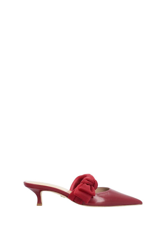 SIDE TIE MULE 45 IN BORDEAUX NAPPA AND MESH