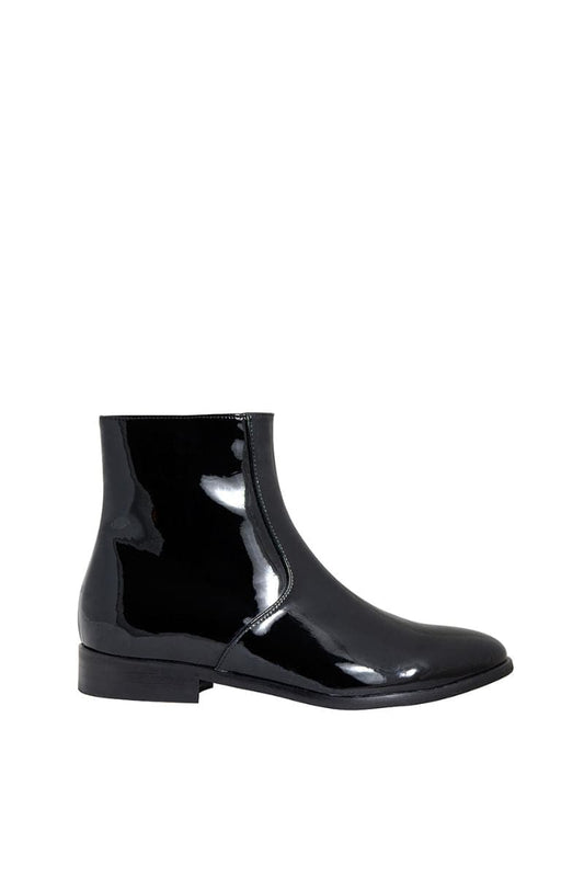 CHARLI BLACK PATENT-EFFECT ANKLE BOOTS