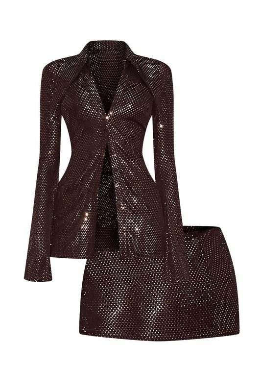 METALLIC TOP AND SKIRT SET