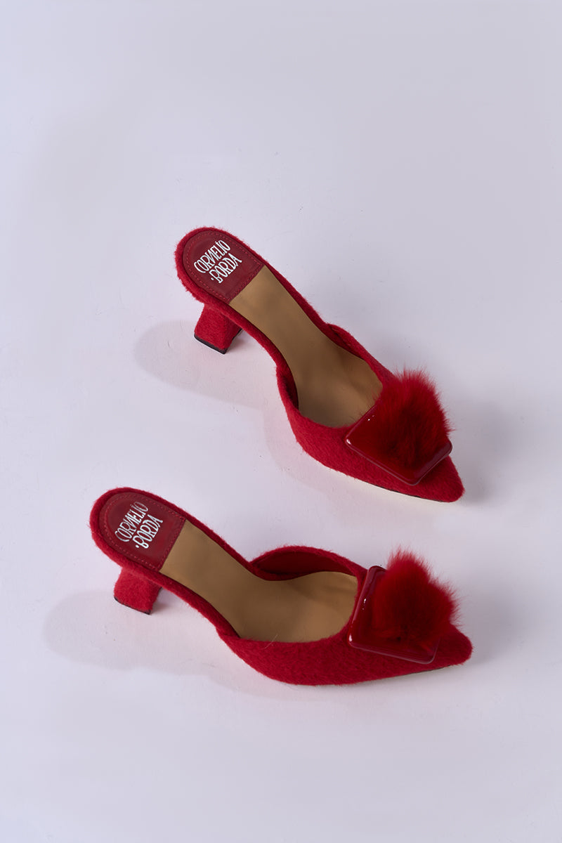 ROBERTA RED POINTED MULES