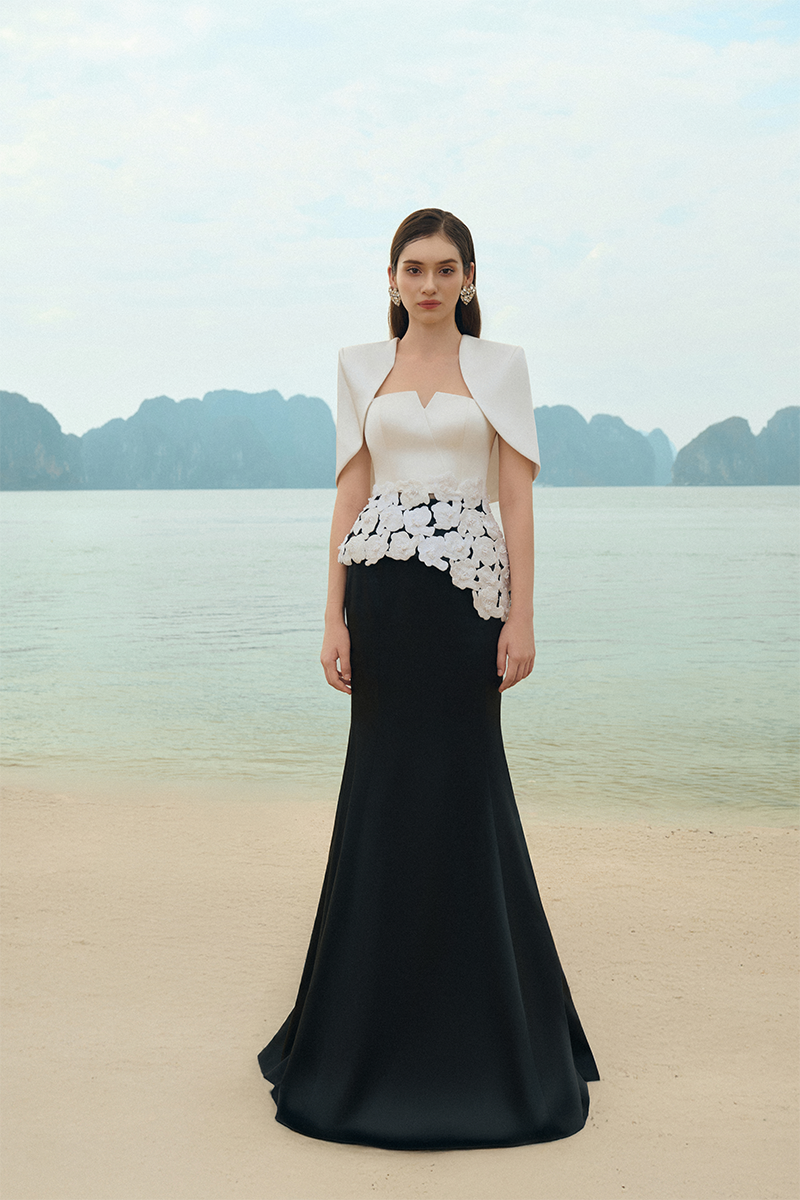 PEARL TAFFETA DRESS AND CAPE SET