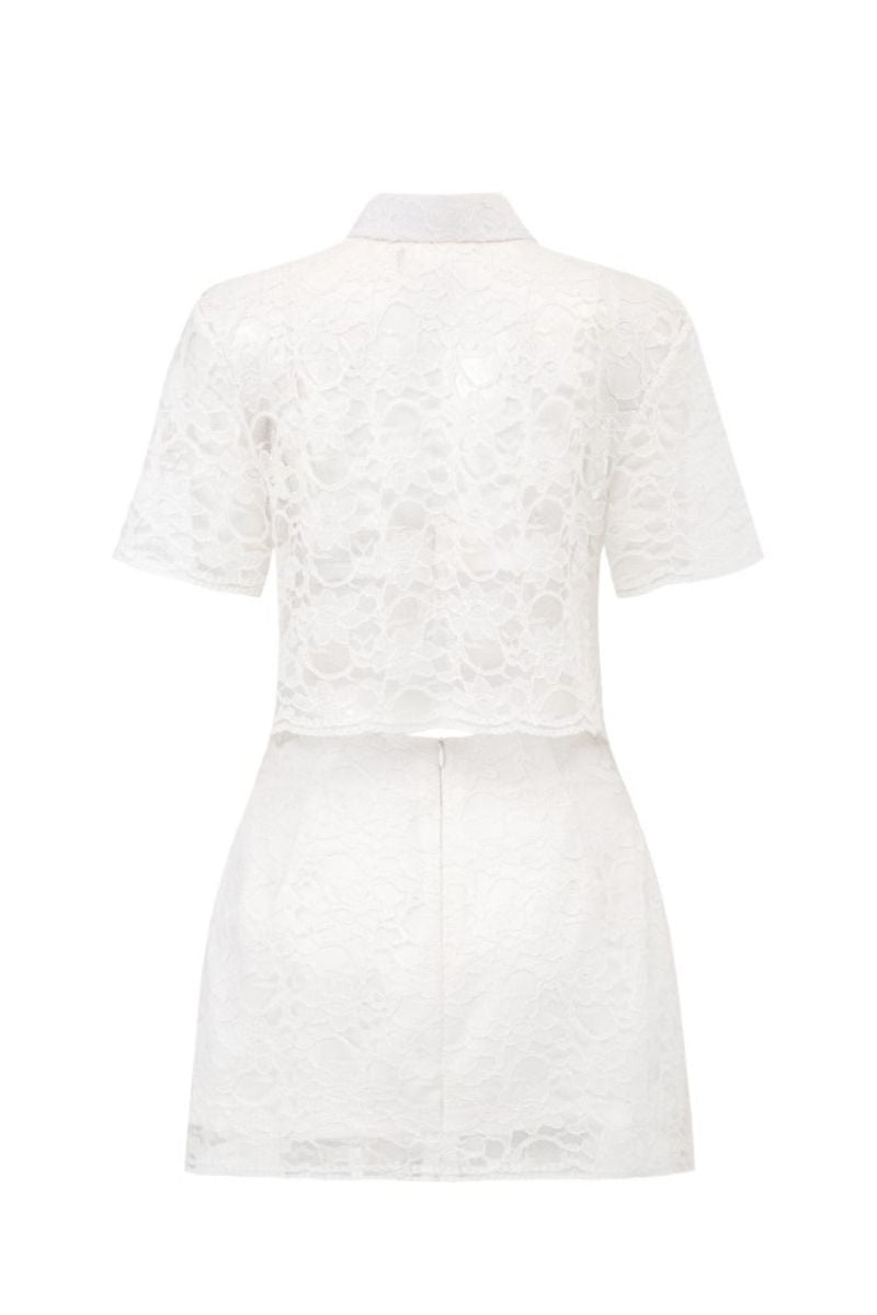 LEALIA WHITE LACE TOP AND SKIRT SET