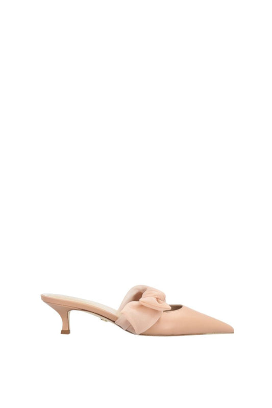 SIDE TIE MULE 45 IN TAN NAPPA AND MESH