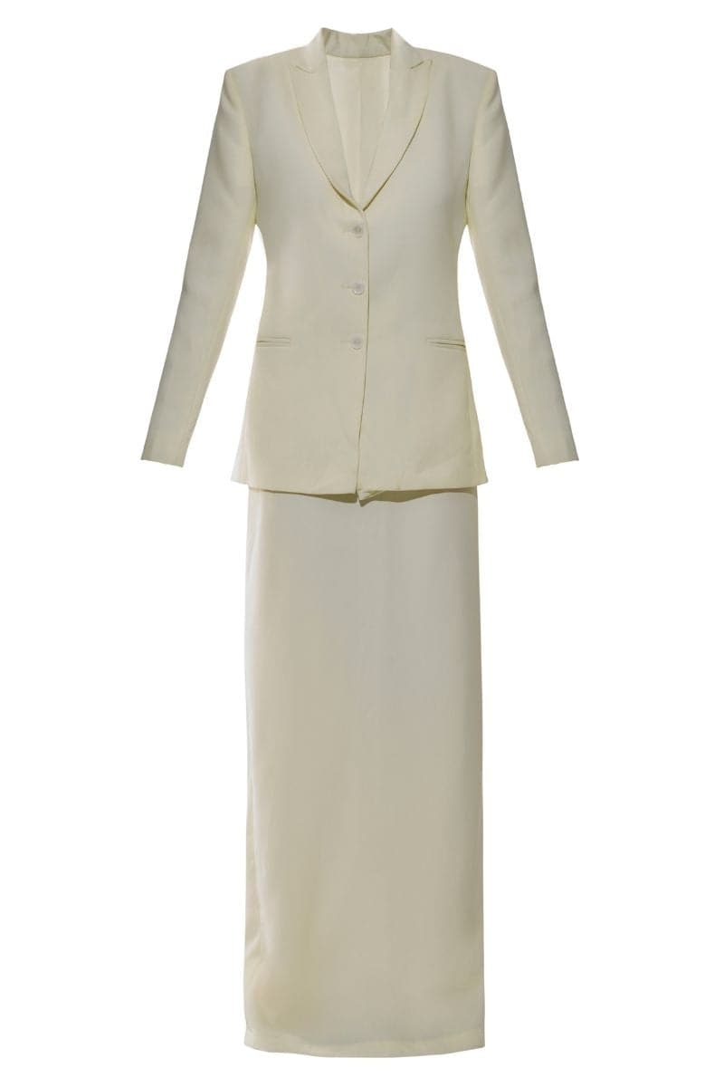 LENA OFF WHITE BLAZER AND SKIRT SET