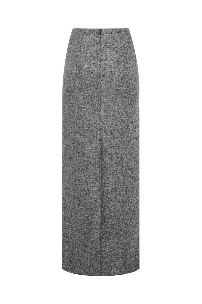 GRAY LONG VEST AND MAXI SKIRT SET