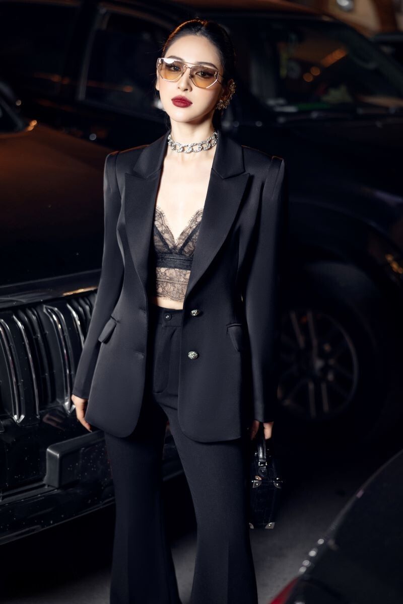 FIDELIA BLACK TAFFETA SLIM FIT THREE PIECE SET