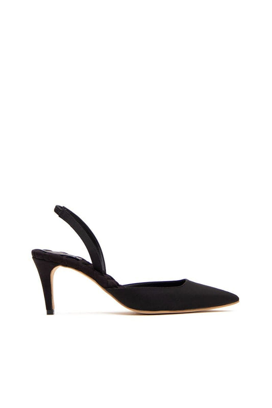 GABRIELLA BLACK SATIN SLINGBACK HEELS