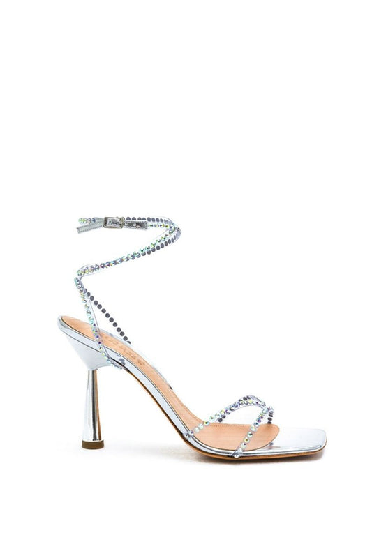 KIM SANDAL IN SILVER CRYSTAL TRANSPARENT